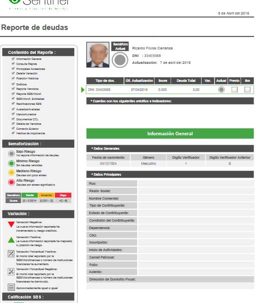 Sentinel reporte gratuito : consulta Sentinel central de riesgos