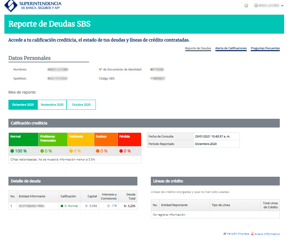 reporte de deudas SBS 2021